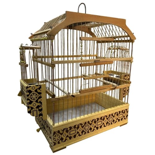 Ahşap Kafes Büyük İşlemeli Telli